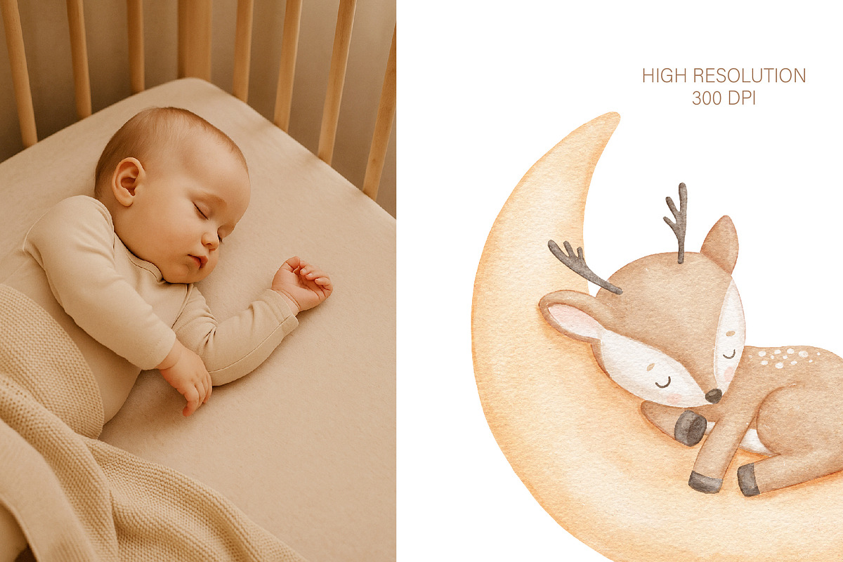 Watercolor sleeping baby animals, an Illustration by ElenaPlatovaArt (Photo 9 of 12)
