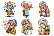 Whimsical Old Lady Birthday Clipart, an Illustration by Daily.Designs (Thumbnail 4 of 7)