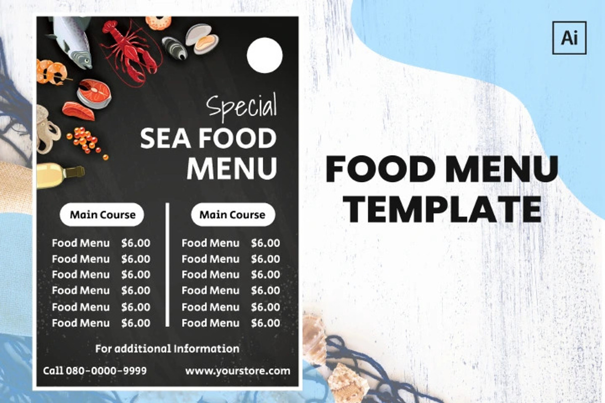 Seafood Menu Design Template, a Brochure Template by Jogiia Digital