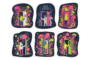 Psychedelic trip stickers. Hippie, an Object Illustration by Stock-Smart-Start