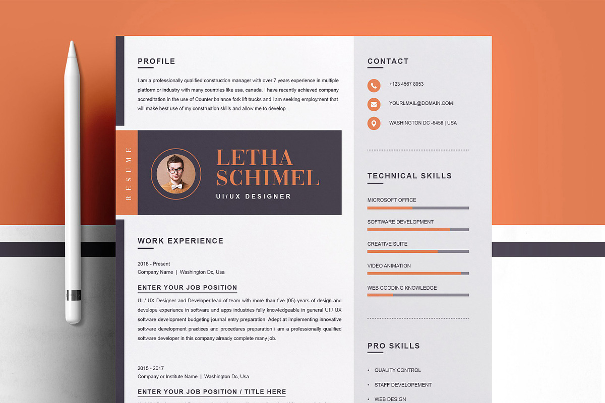 Resume/CV Bundle | 200+ for $29, a Resume Template by ResumeInventor (Photo 7 of 207)
