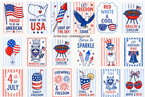 Independence Day 4th of July Clipart, a Seasonal Illustration by SugarCloudStudioArt