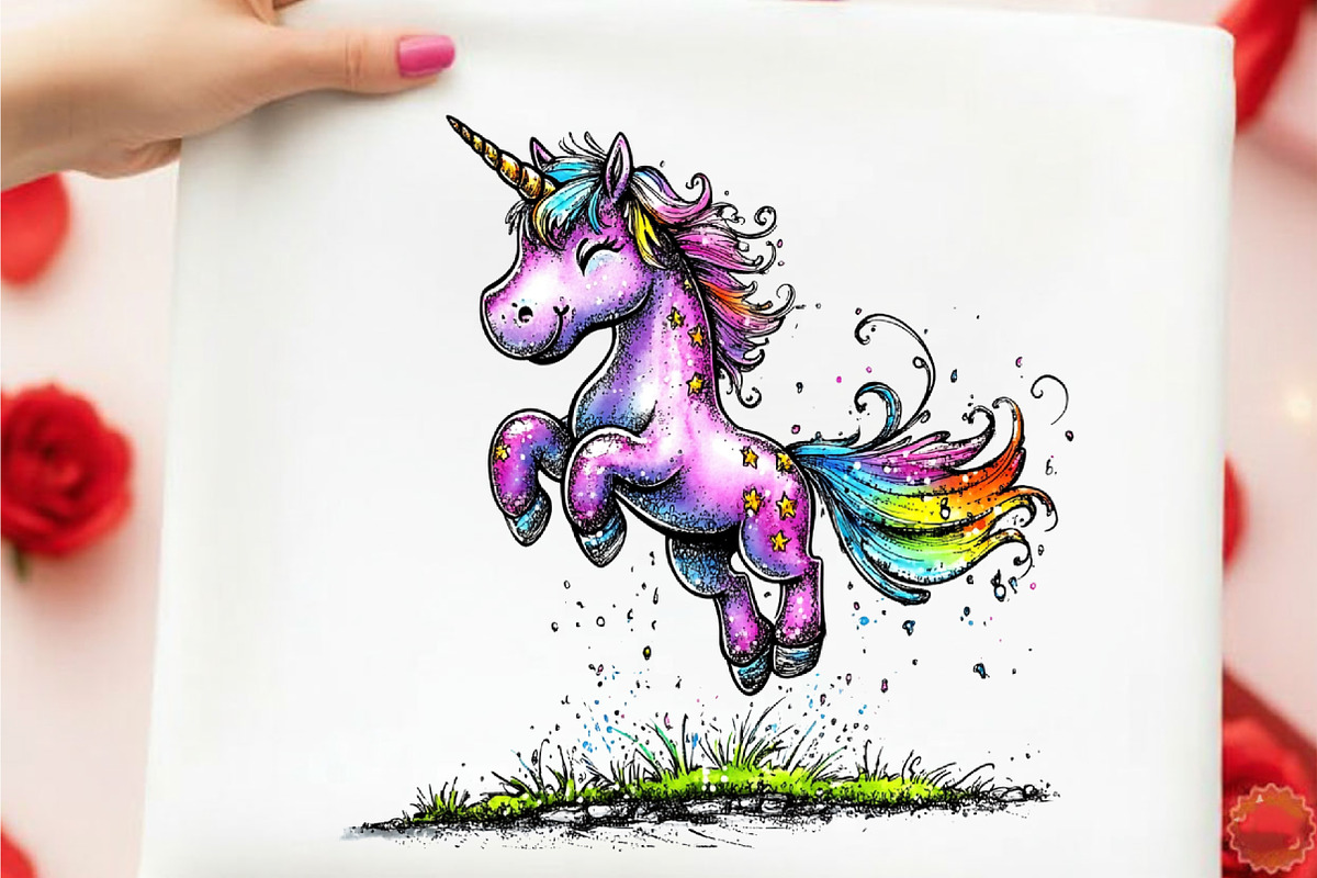 Watercolor Cute Unicorn Clipart, an Animal Illustration by designcity5 (Photo 3 of 5)