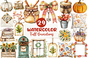 Vintage Fall Decorations Clipart, an Illustration by CreationArt (Thumbnail 1 of 5)