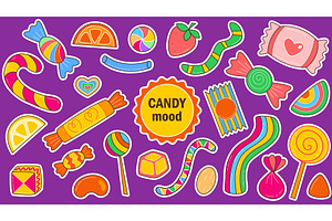 Bright stickers candy mood set, a Food Illustration by Tati_Kli