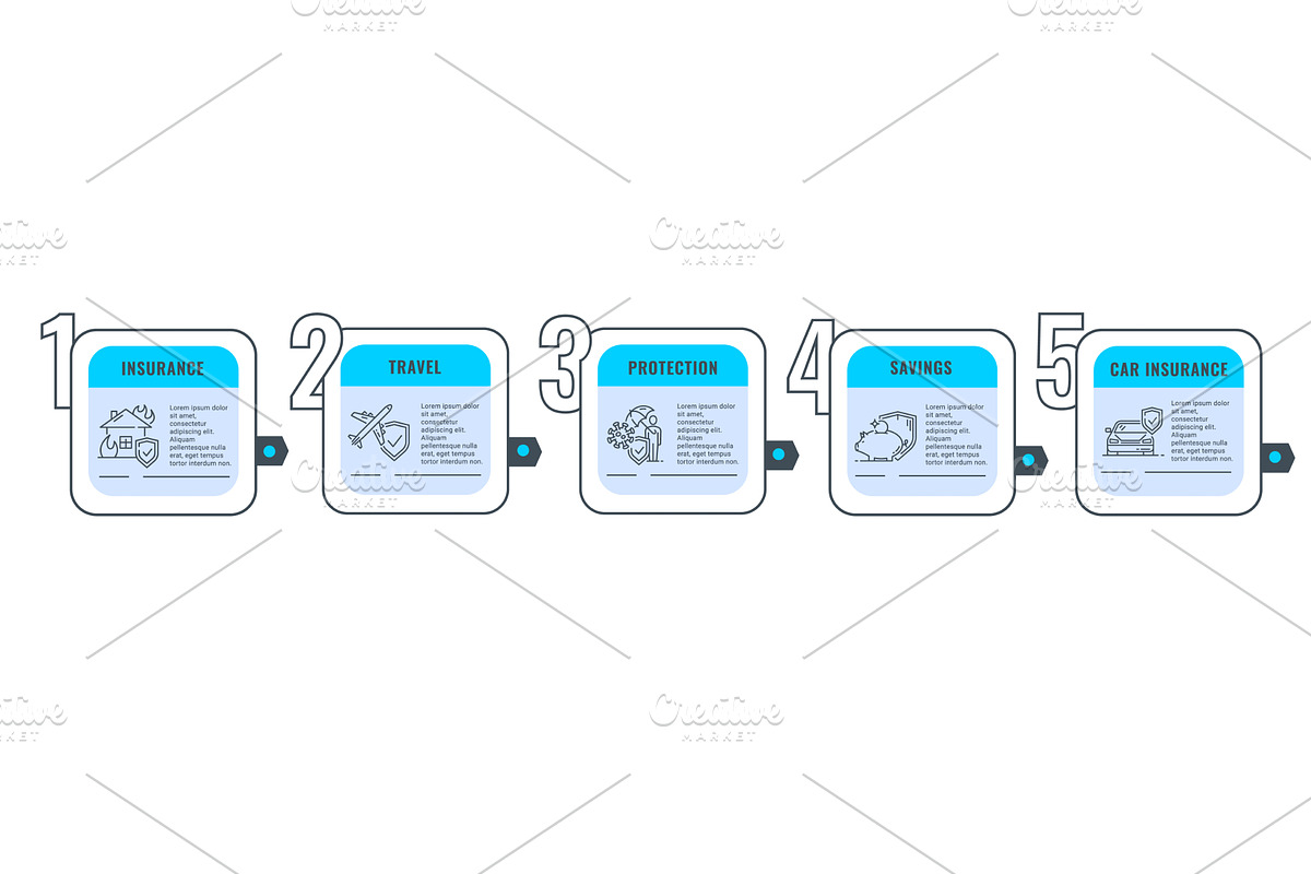 Insurance step infographics, an Object Illustration by Vector Tradition