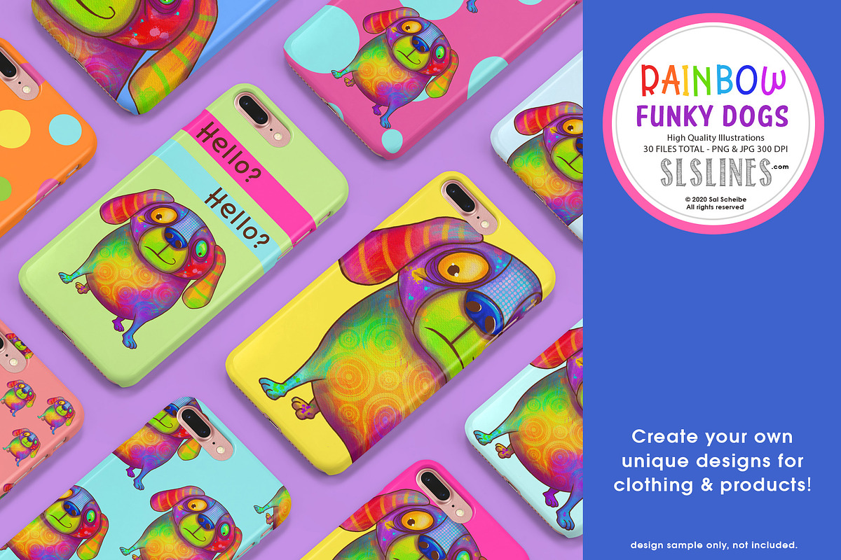 Rainbow Funky Dog Illustrations PNG, an Illustration by SLS Lines (Photo 7 of 10)
