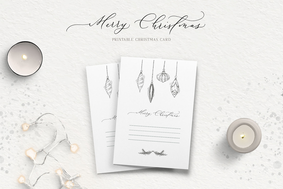 Christmas vintage line illustrations, a Decorative Illustration by Summer Nightingale Art (Photo 7 of 7)