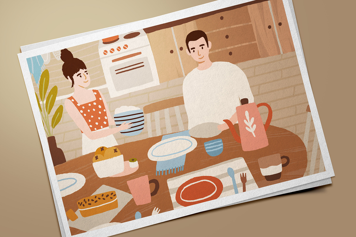 Couple preparing for family dinner, a Person Illustration by Good Studio (Photo 3 of 3)