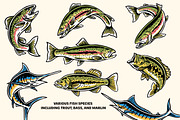 Fishing Illustrations, an Illustration by cd-design.co (Thumbnail 2 of 8)