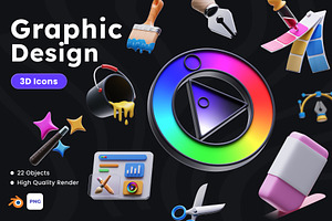 3D Graphic Design Tools Icons, an Object 3D Model by Azam Creative