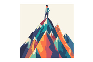 Businessman atop mountain success, a Person Illustration by Vectorstockersland