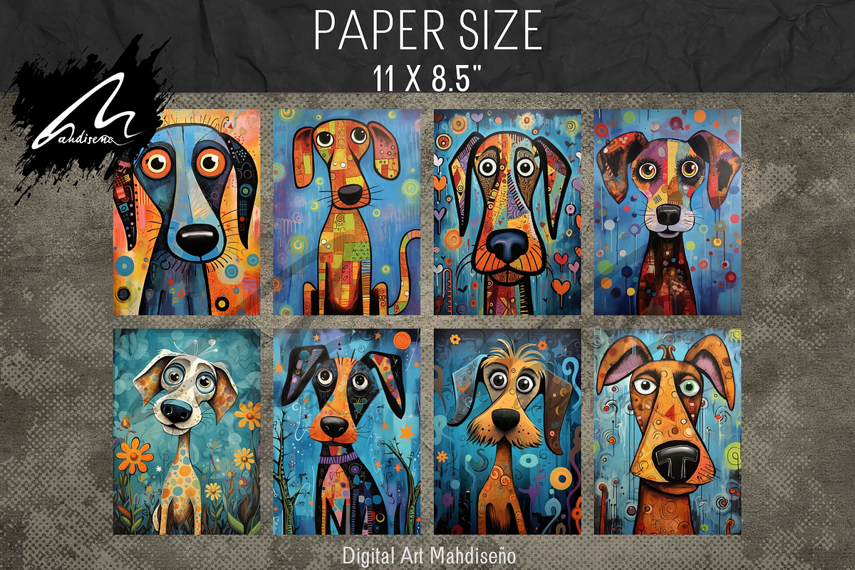 Whimsical Colorful Dog Papers, an Animal Illustration by Digital Art Mahdiseño (Photo 3 of 9)