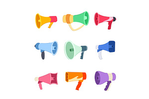 megaphone set cartoon vector, an Object Illustration by pikepicture