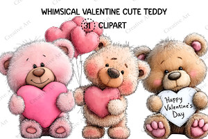 Whimsical Valentine Cute Teddy, an Illustration by Creative Art