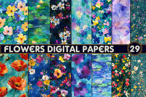 Flowers Digital Papers, a Texture Illustration by Designworld