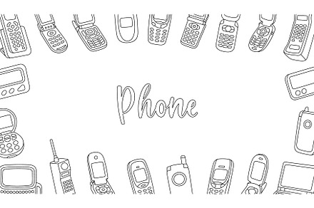 Mobile phones horizontal outline, a Technology Illustration by GraphiShop