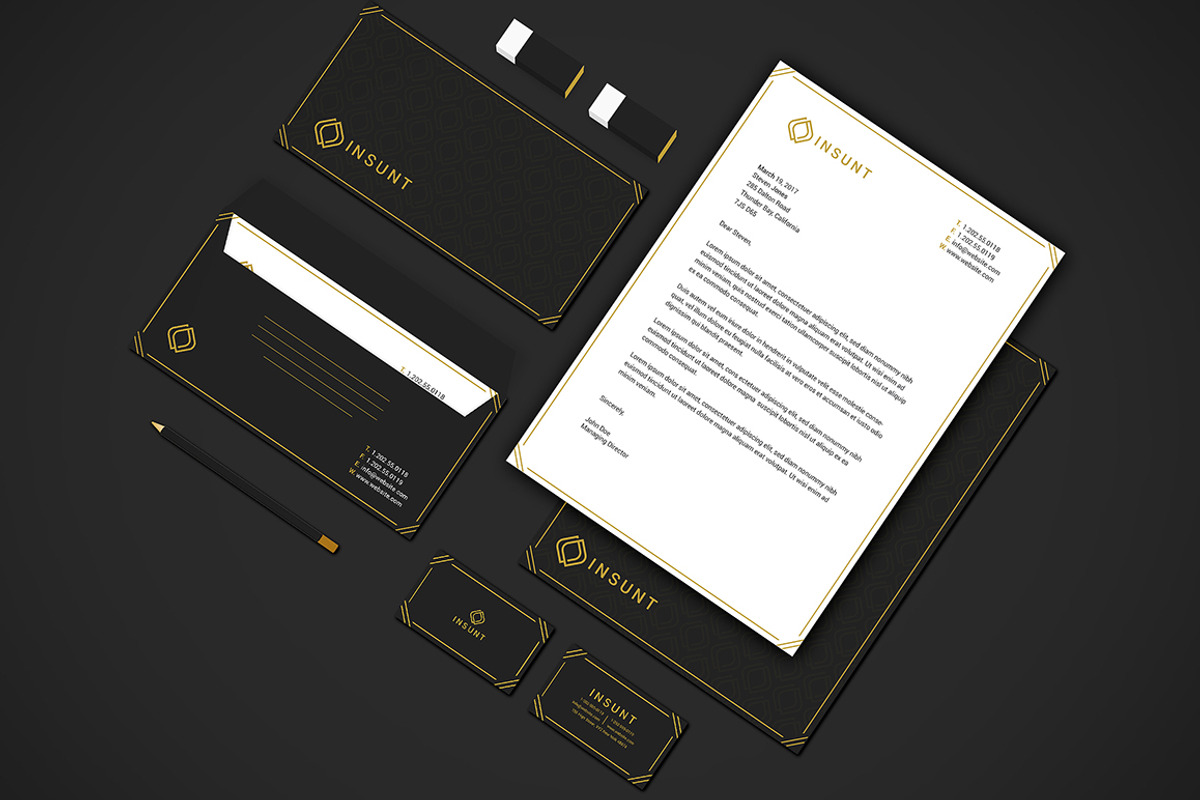 INSUNT Gold Stationery Design, a Stationery Template by Shahjhan (Photo 3 of 3)