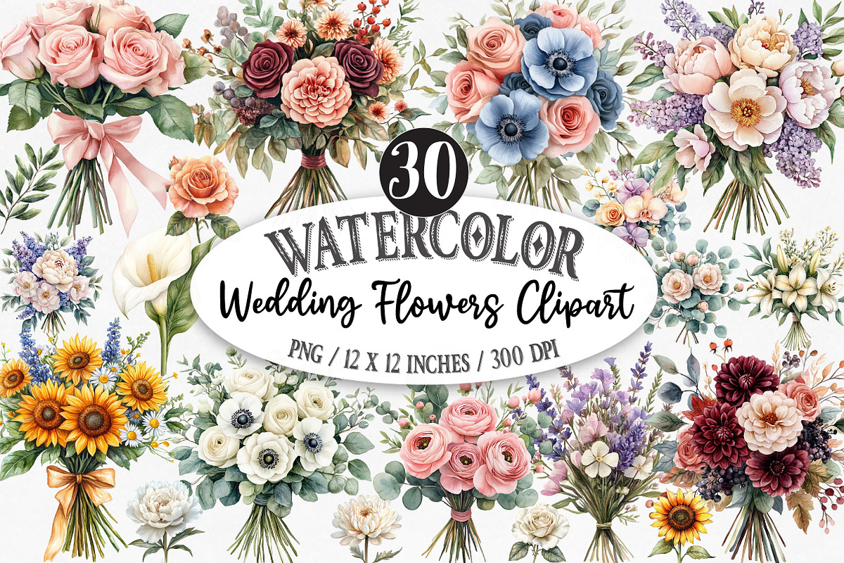 Wedding Flowers Clipart, an Illustration by Designking (Photo 1 of 5)
