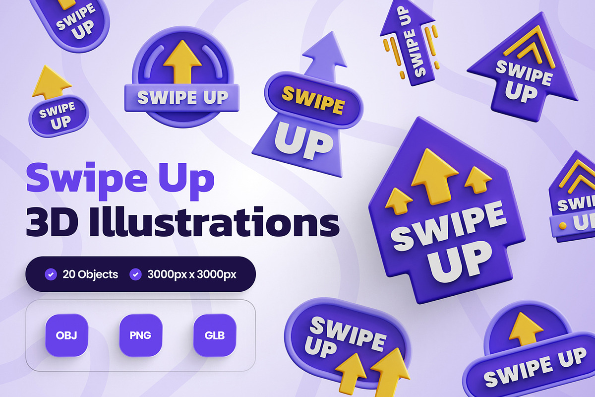 Swipe Up 3D Icons, an Object 3D Model by Rakata Studio (Photo 1 of 7)