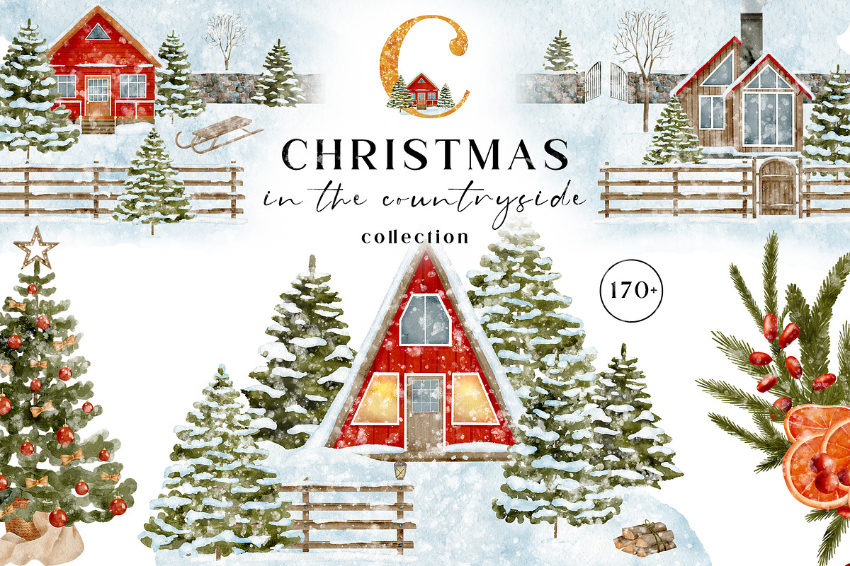 Christmas in Countryside Collection, a Decorative Illustration by Olya Haifisch (Photo 1 of 10)