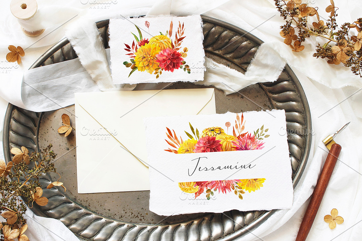 Watercolor Autumn Bouquet, an Illustration by harmonia_green_art (Photo 10 of 12)
