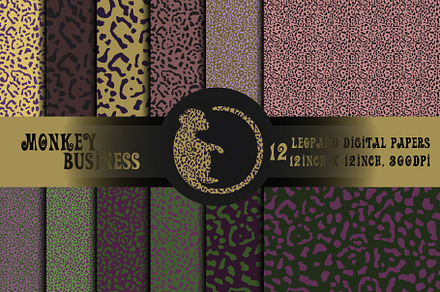 Leopard digital paper pack,Printable