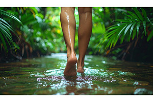 Bare feet walking through a lush, a Nature Photo by Igor Tichonow