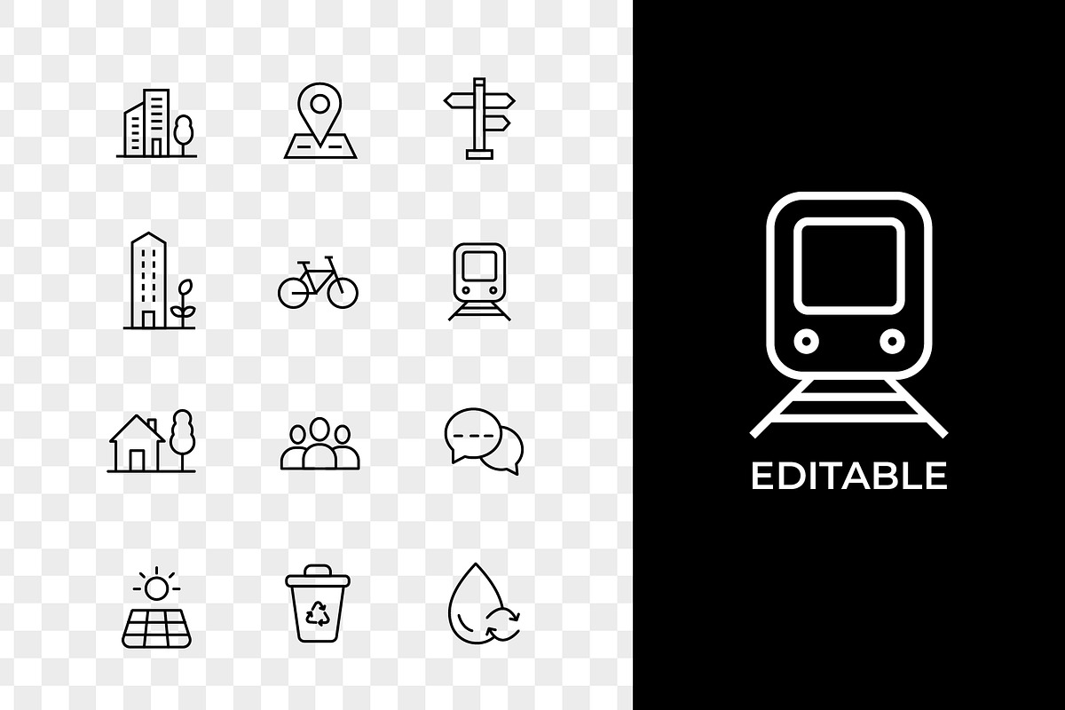 World Urbanism Day Urban Icons Set, an Outline Icon by Unique Design Team (Photo 3 of 3)
