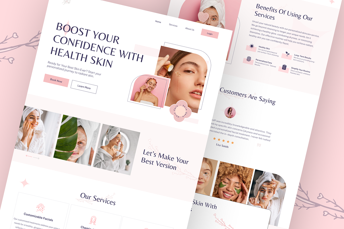SkinCare Website Landing Page Design, an UI Kit Template by nwdigitalstore (Photo 3 of 4)