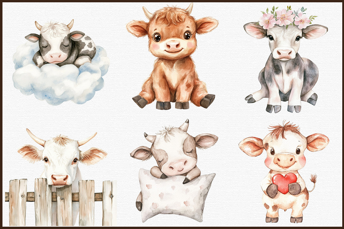 Cute Cow Clipart Baby Cow Png, an Illustration by Sublimation Artist (Photo 3 of 6)