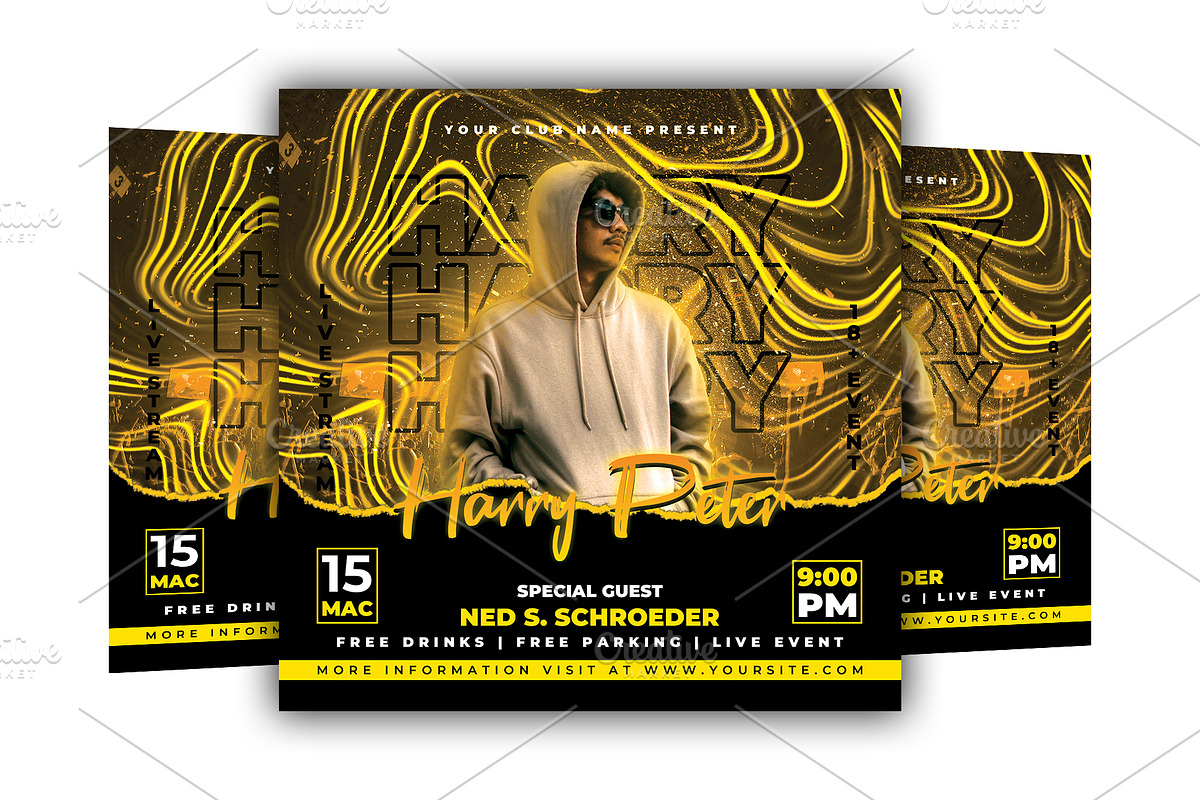 DJ Night Vibes Club - Party Flyer, a Social Media Template by HasnainGFX (Photo 2 of 2)
