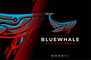 Modern Mecha Robot Blue Whale Logo