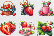 Watercolor Strawberry Clipart PNG, an Illustration by Black Bird Studio (Thumbnail 6 of 6)
