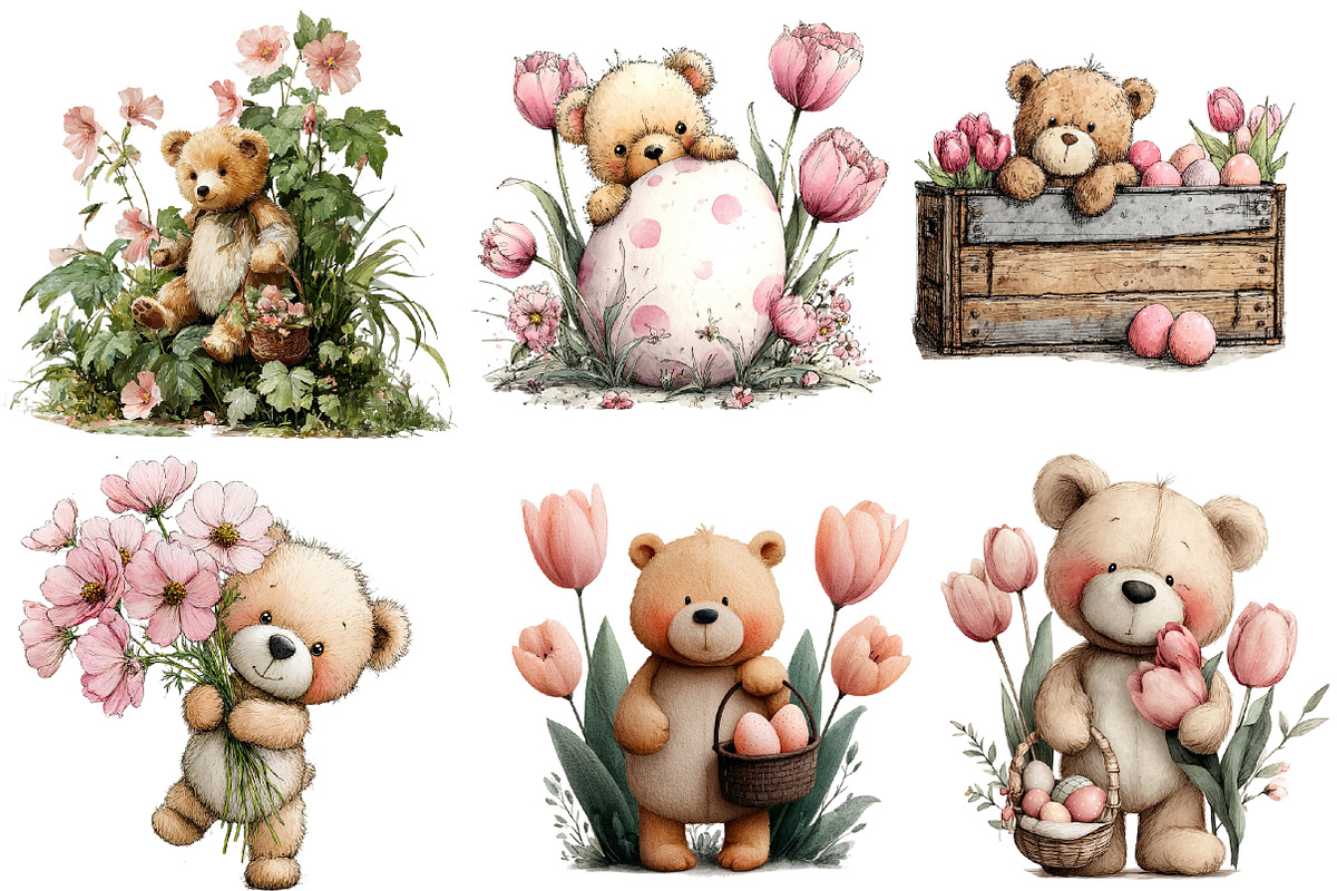 whimsical Easter teddy Clipart, an Illustration by Designworld (Photo 2 of 4)