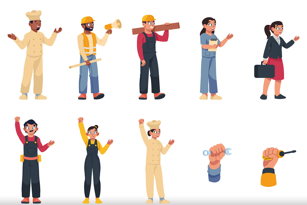 Labor Day Workers Illustration Set
