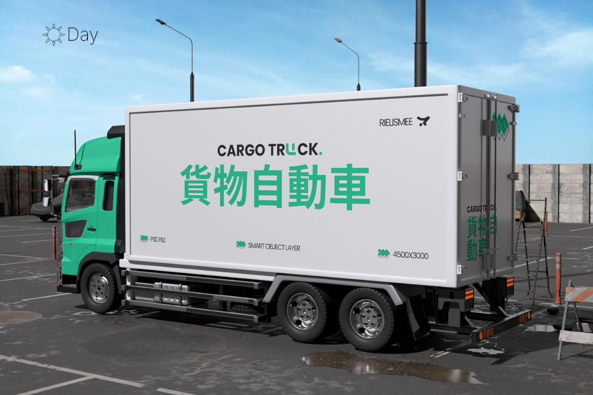 Cargo Truck Mockup Day & Night Scene, an Advertising Mockup by Rielismee (Photo 5 of 5)
