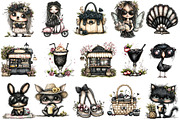 Watercolor Gothic Summer Clipart, an Illustration by OK Design (Thumbnail 2 of 6)