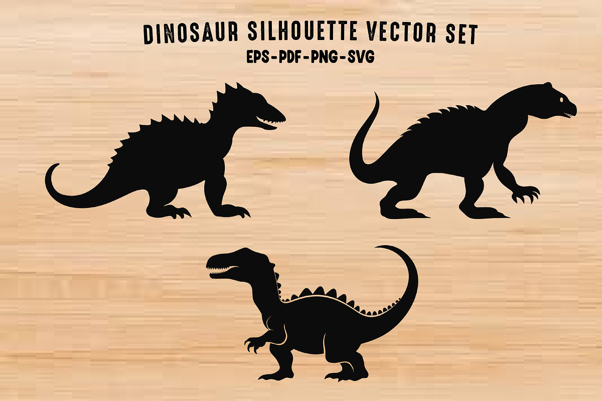 Dinosaurs SVG Silhouette Vector Set,, an Animal Illustration by Gfx Expert Team (Photo 1 of 3)