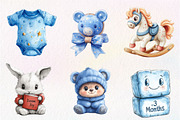 Blue Baby Boy Nursery Clipart, an Illustration by CreationArt (Thumbnail 4 of 9)