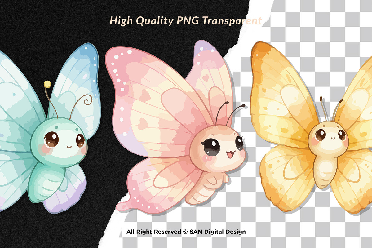 15 Bundle Watercolor Cute Butterfly, an Animal Illustration by Morspective (Photo 2 of 8)
