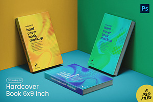 Hardback Book Cover PSD Mockup Set