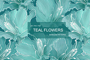 TEAL FLOWERS seamless patterns, a Pattern Graphic by ANAKOTO (Thumbnail 1 of 13)
