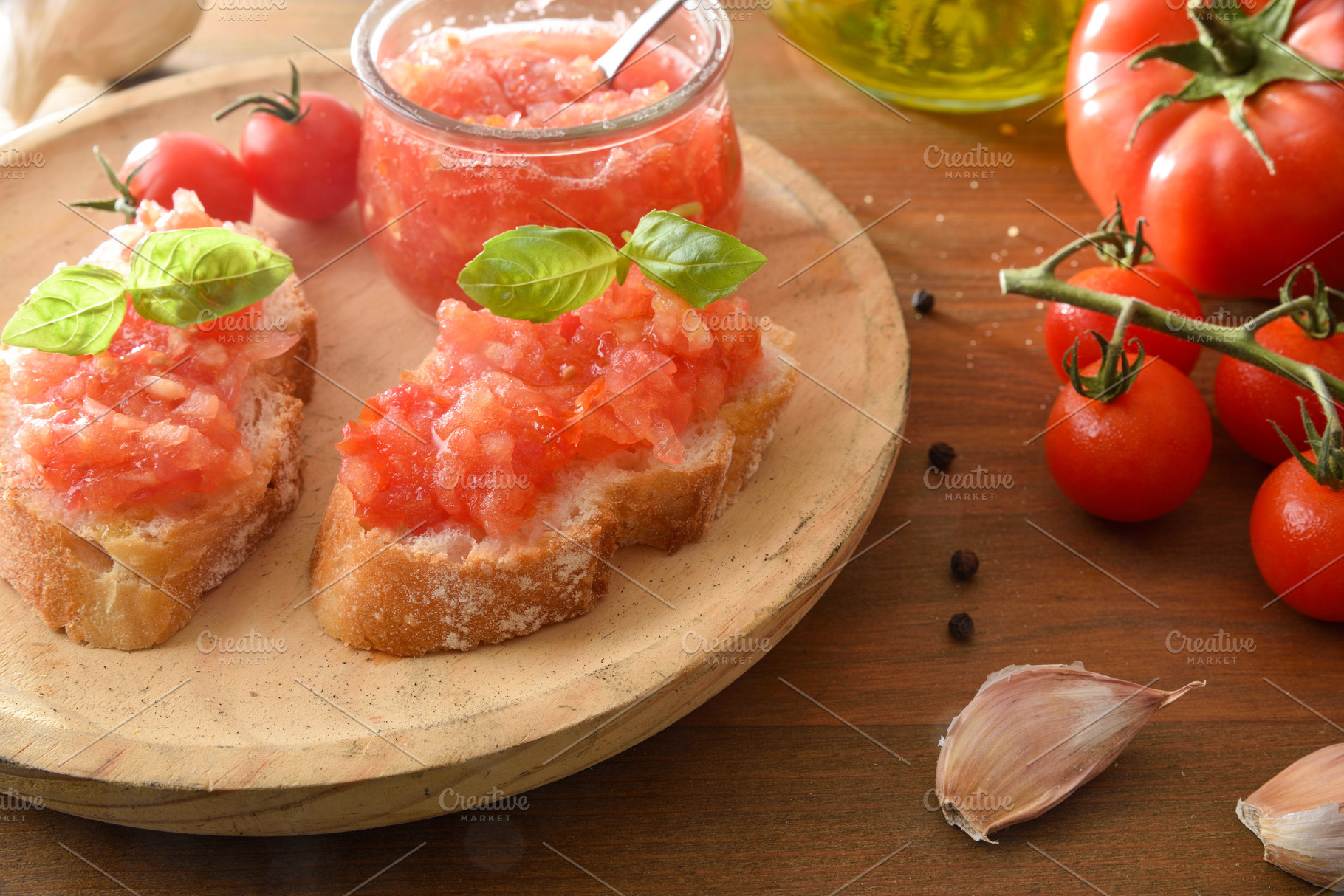 Tomato Bruschetta with Fresh Basil and Tomatoes, a Food & Drink Photo by Davizro's Market
