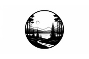 Circular Nature Landscape Silhouette, an Illustration by yasushie (Thumbnail 13 of 51)