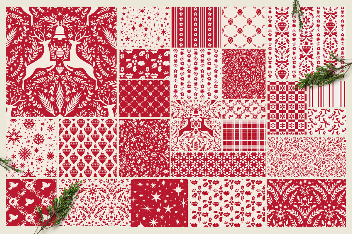 Folk Christmas Seamless Patterns, a Pattern Graphic by Sonulkaster (Photo 2 of 11)