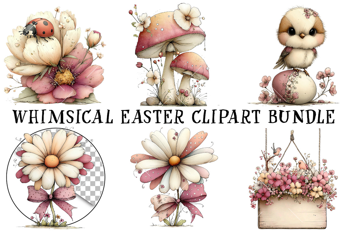 Whimsical Easter Clipart Bundle, an Illustration by OK Design (Photo 2 of 6)