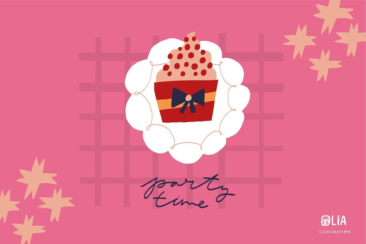 Piece of Cake Birthday Cake Clipart, a Decorative Illustration by Olia (Photo 15 of 19)