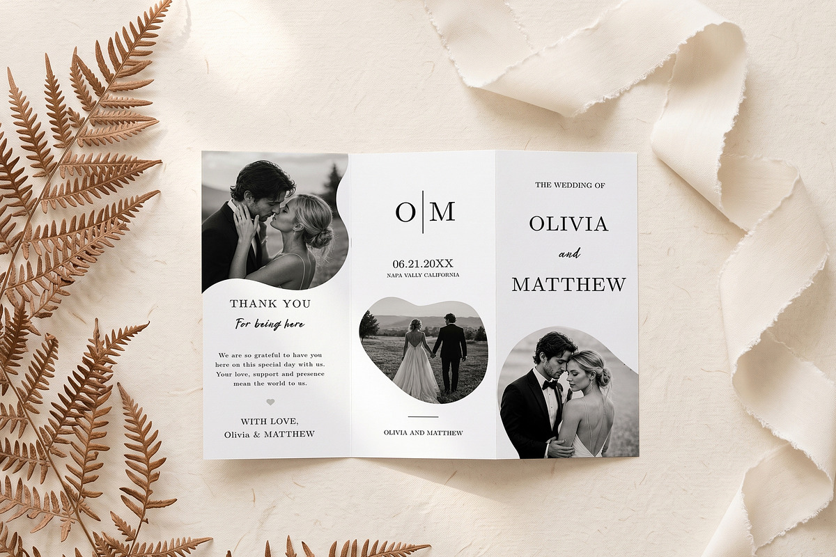 Modern Wedding Program Template, an Invitation Template by Arslan (Photo 2 of 4)