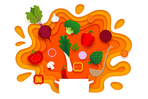 Paper cut cooking banner, a Food Illustration by Vector Tradition